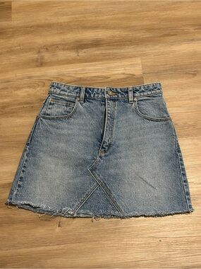 Denim A-Line Mini Skirt in Light Blue